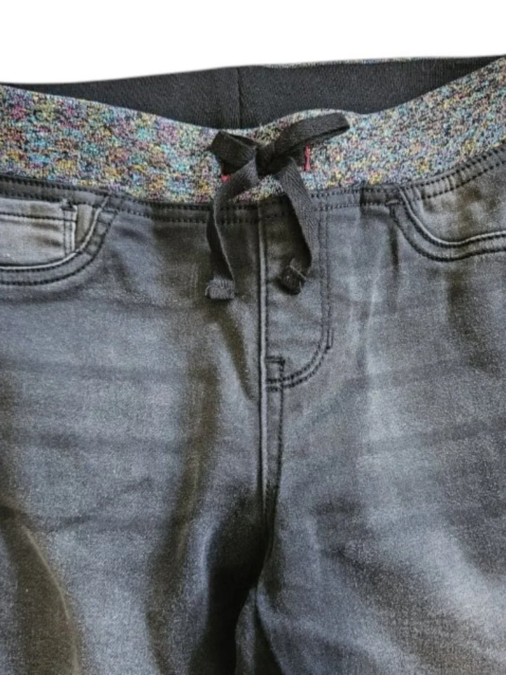 WONDER NATION Black Sequined Accent Cropped Jeans Girls Size 10-12